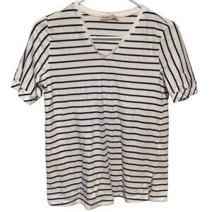 LC Waikiki Grace Womens White Blue Striped Short Sleeve T-Shirt Size Small